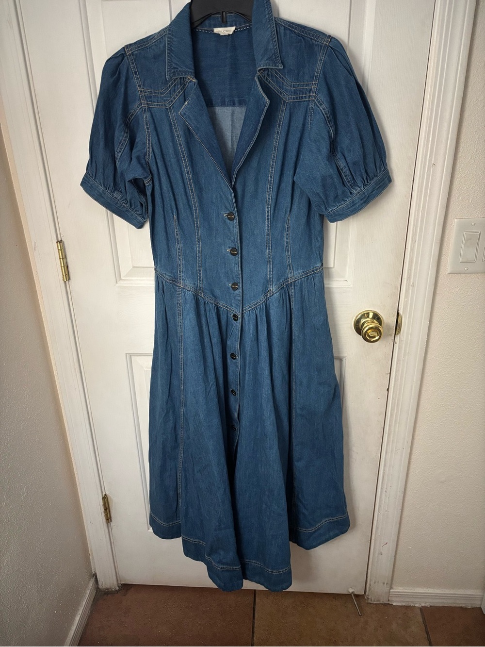 Pilcro Blue Denim Button-Front Midi Dress - Picture 5 of 8